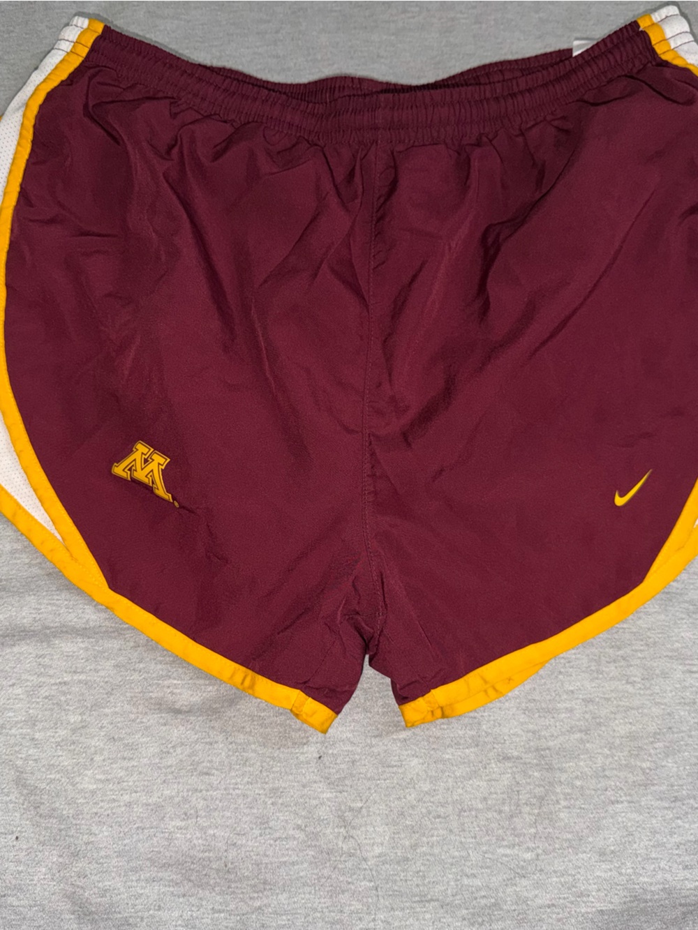 Nike Maroon and Gold Athletic Shorts